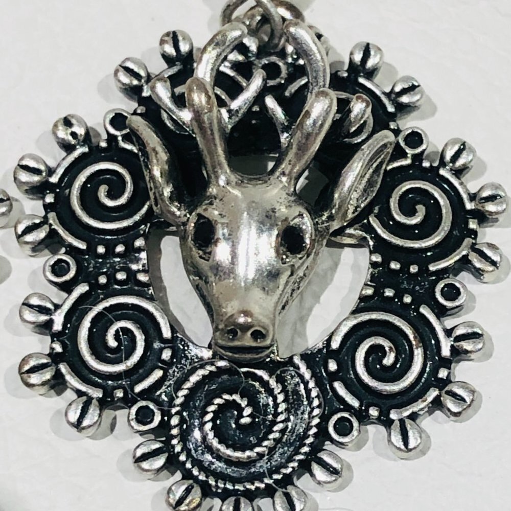 Silver Tone Deer Drop Earrings | Woodland Stag Reindeer Dangle Earrings - Picture 3 of 5